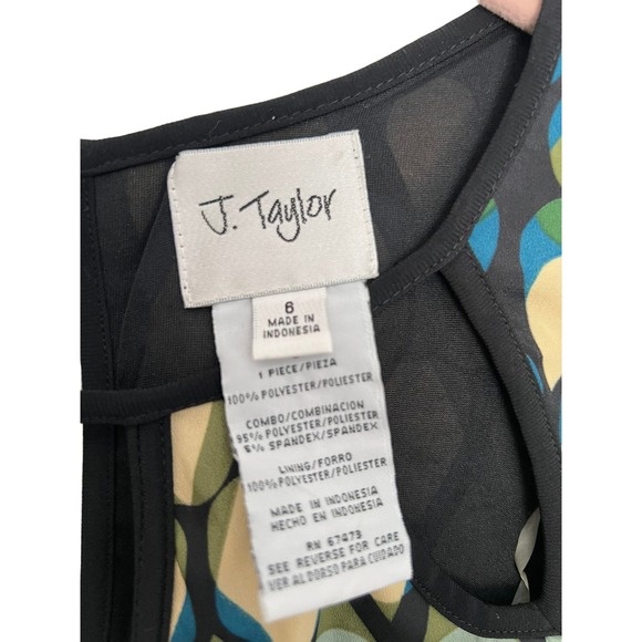 J Taylor Dress Size 6 NWT Multi Color Print Blue/Jade Mid Length - Picture 3 of 8